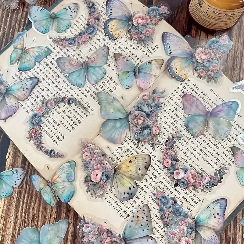 Embellishments For Scrapbooking - 30pcs/Pack Vintage Butterfly PET Stickers DIY