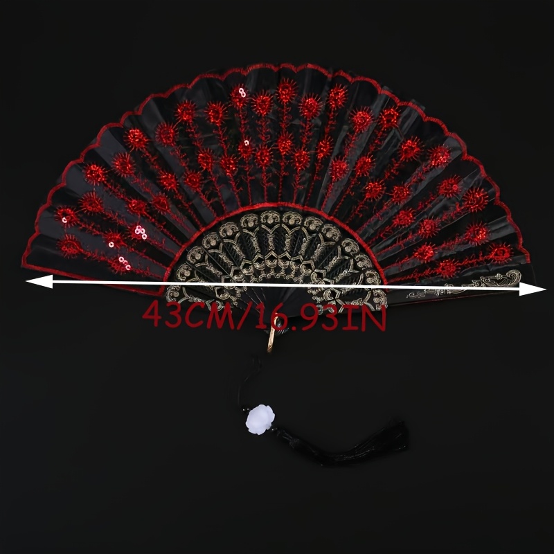 Spanish Style Folding Hand Fan - Tassel Fringe Trim recension och pris