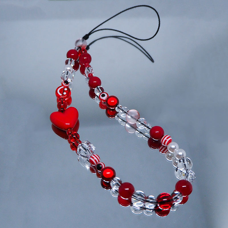 Red Clear Mobile Y2k Phone Cha - Pearl Trim Chain recension och pris